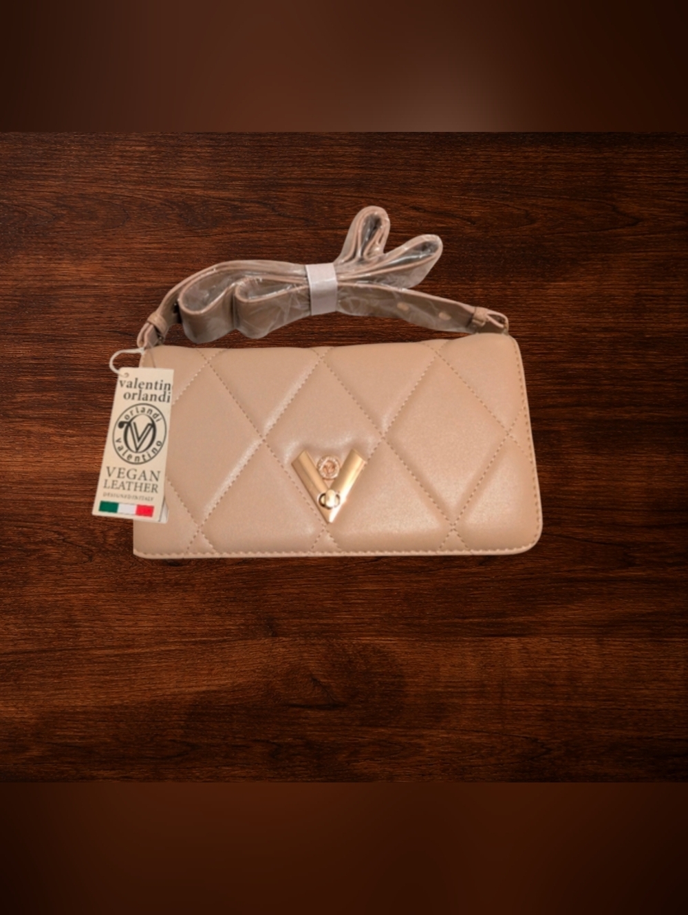 Valentino Orlandi Large Quilted Crossbody Tote - *Vegan* -Cream- NWT - Picture 2 of 6